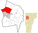 Chittenden County Vermont incorporated and unincorporated areas Colchester highlighted